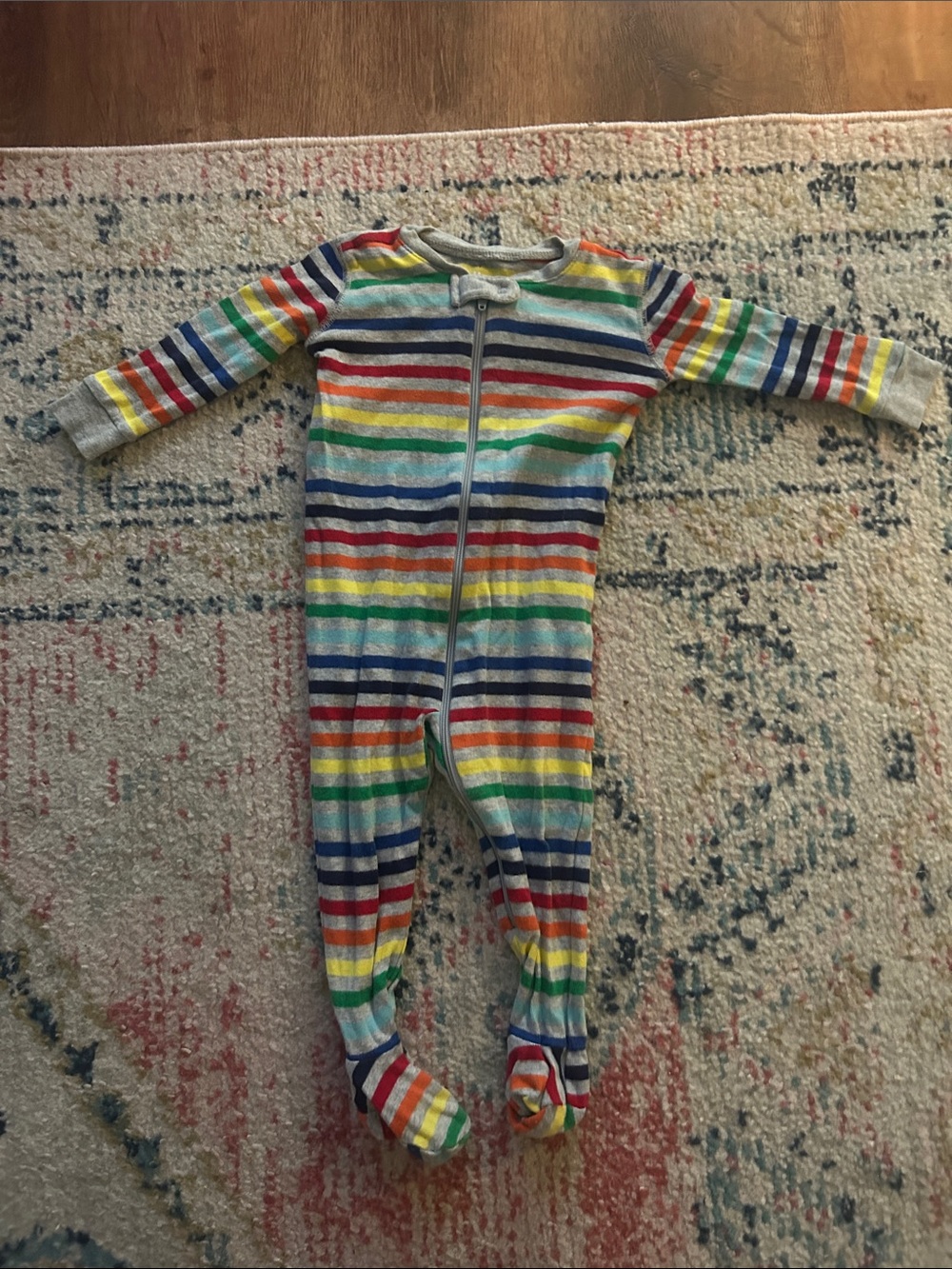Primary Rainbow Stripe Footed One-Piece Pajama - Multicolor